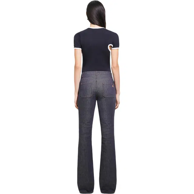 COURREGES FW24 SLASH CONTRAST T-SHIRT T Black Heritage White