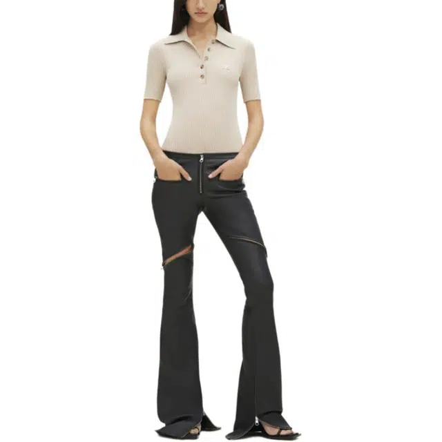 COURREGES SS24 RIB KNIT POLO Polo Sand