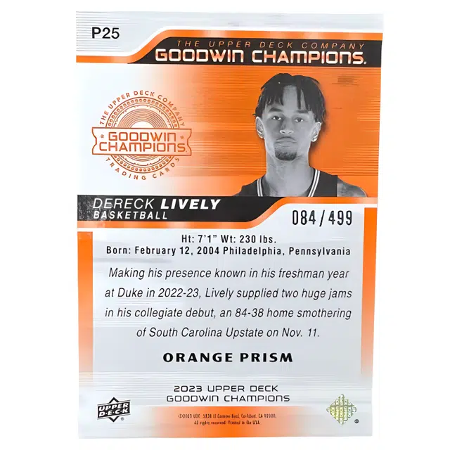 UPPER DECK goodwin champions Dereck Lively II 084499