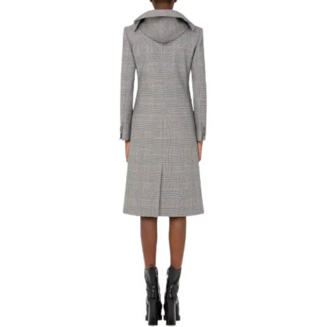 MOSCHINO Glen Plaid Wool Blend Coat