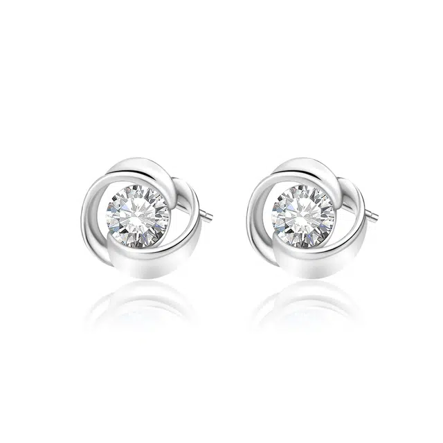 中国黄金 珍·尚银 浪漫玫瑰 莫比乌斯 闪耀小众轻奢设计 精致气质款 通勤日常养耳洞  足银 耳钉 女 礼盒