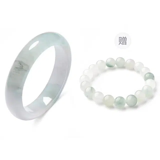 彗时 【爱在夕七】烟雨人间青山黛冰透国风新中式平安扣送福气轻奢国潮旗袍优雅平安镯福气轻奢气质 天山翠 玉石手镯 男女同款情侣款