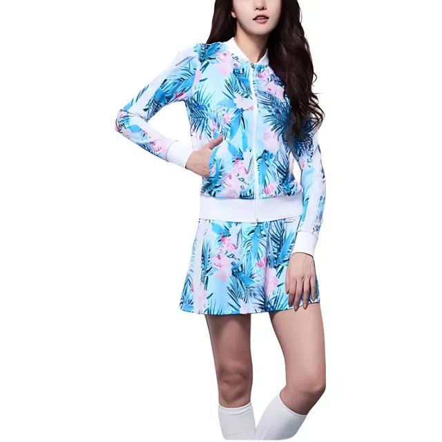 可莱安 速干时尚运动印花网球休闲短裙 女款 浅蓝色