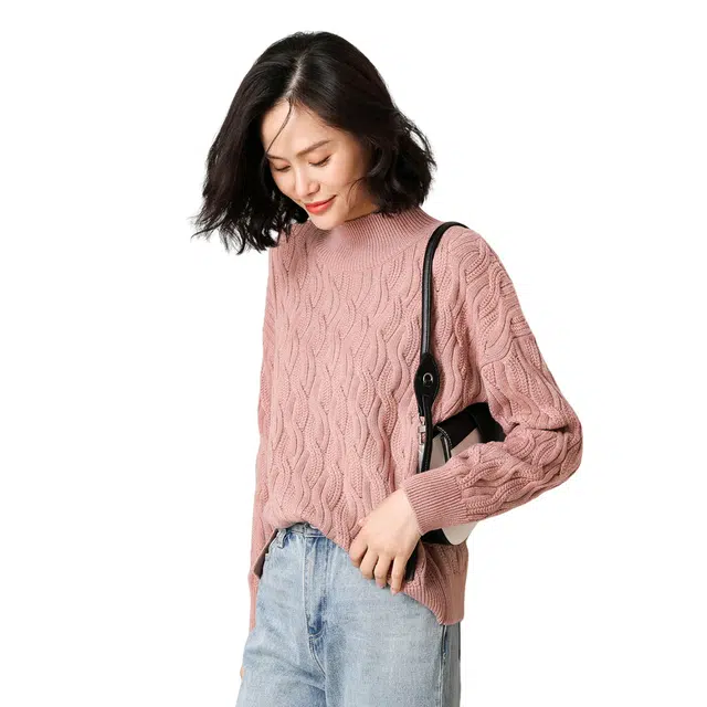 恒源祥 半高领纯色羊毛衣 女款