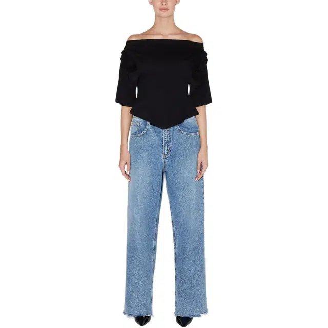 Khy SS24 DROP 005 Off Shoulder Pleated T-shirt T Black