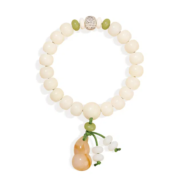 【普陀山官方已祝福】 普陀山文创 福禄双全佛珠串文玩盘玩手链 送礼女友节日礼盒生日礼物 白玉菩提 手串 男女同款情侣款