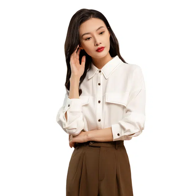 恒源祥 尖领长袖衬衫 女款 白色