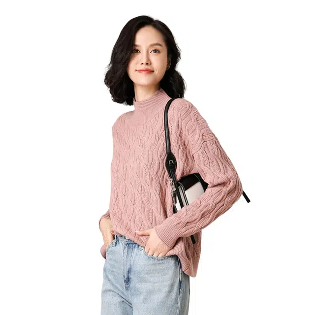 恒源祥 半高领纯色羊毛衣 女款