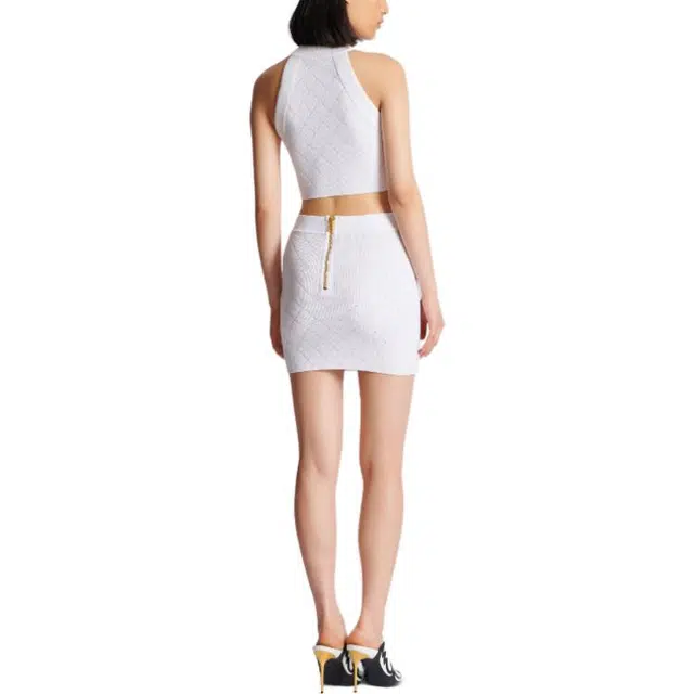BALMAIN 6-Button Knit Skirt