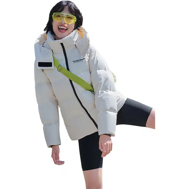 坦博尔 可脱卸帽短款加厚运动休闲拉链式长袖羽绒服 女款