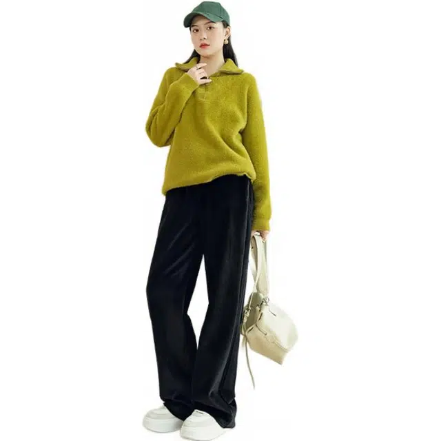 美洋 时尚休闲简约直筒休闲裤 女款 黑色
