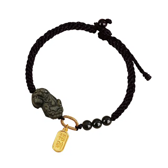 九乐 新中式国风事业招财貔貅守护爱情吸金纳福浪漫桃花 水晶 手链 男女同款情侣款
