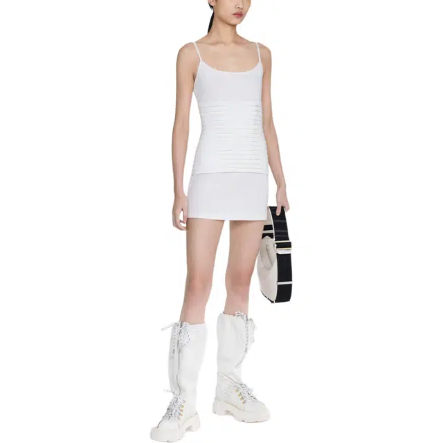 DION LEE VENTRAL BONED RIB DRESS Ivory