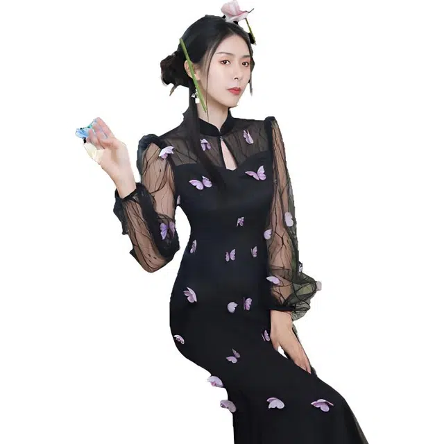 四美子 新年礼服改良旗袍 蝶恋