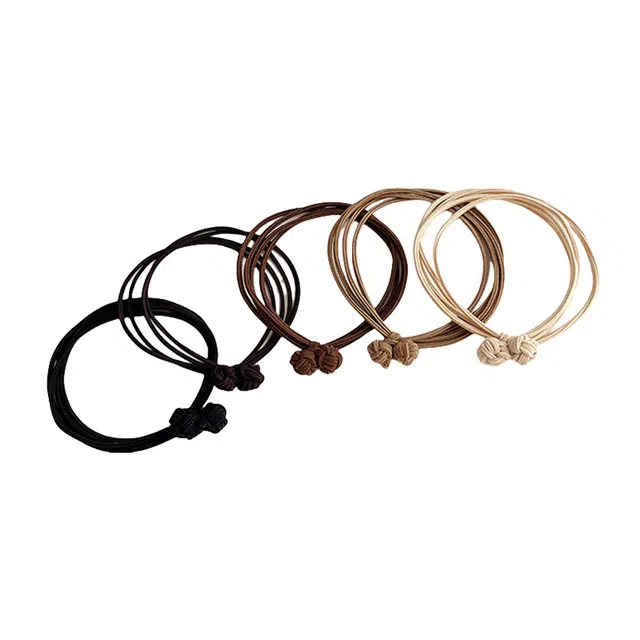 贯古今 五根装中国结四股简约基础气质百搭橡皮筋扎高马尾发饰 布艺 发圈 女款
