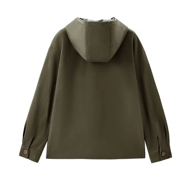 佐丹奴 磨毛工装口袋连帽梭织夹克外套 女款