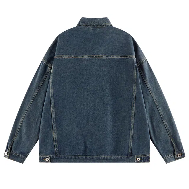 寻星记 美式复古潮流基础款翻领工装风户外百搭牛仔外套 男女同款