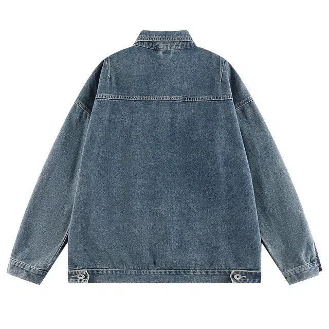 寻星记 美式复古潮流基础款翻领工装风户外百搭牛仔外套 男女同款