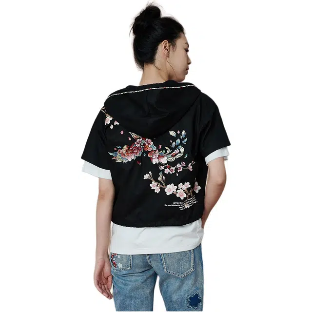 鬼洗 蓝印绣花纽扣肩宽外套 女款