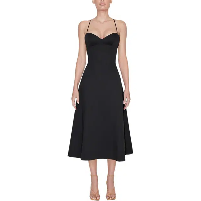 Khy SS24 DROP 007 Poplin Low Back Midi Dress A Black