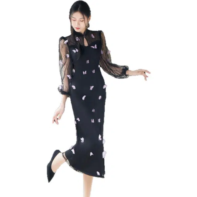 四美子 新年礼服改良旗袍 蝶恋