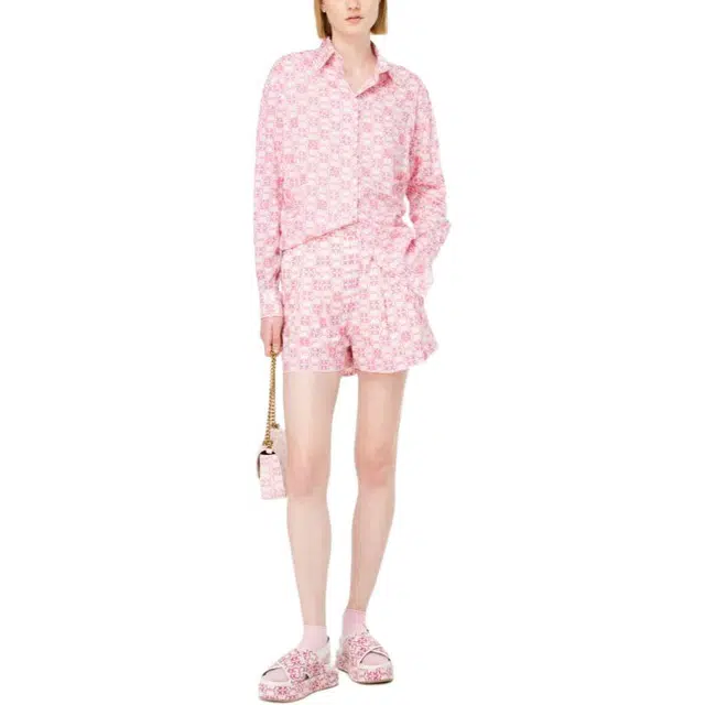 PINKO Muslin Shorts Monogram Embroidery