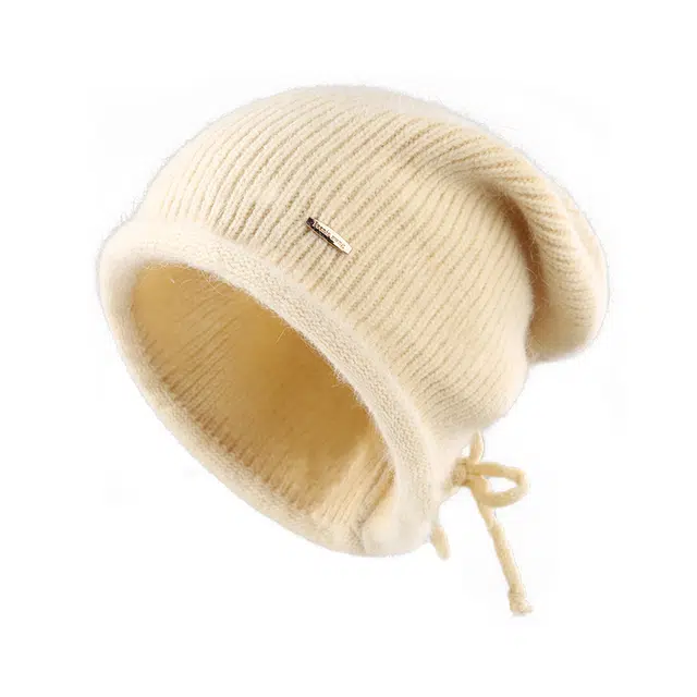 浪莎 秋冬日系加厚针织帽新款护耳大头围抽绳卷边冷帽时尚百搭帽子显脸小堆堆帽保暖包头帽 可调节 绒线帽 女款