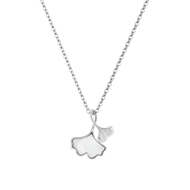 迷颂玛 小众设计三生有幸银杏叶锁骨链优雅别致小众高级 简约轻奢 日常通勤时尚百搭工艺精致温柔气质大方礼盒装 铜送 女友 项链 女款