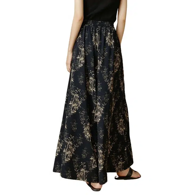 晚白 花卉印花百搭宽松新中式休闲裤 女款 花色