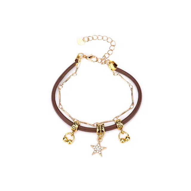 聆听花开 美拉德波西米亚风星星手饰 复古秋冬个性甜酷辣妹手饰配饰 小众设计高级感轻奢精致时尚气质百搭 皮 手链 女款