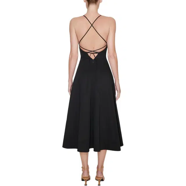 Khy SS24 DROP 007 Poplin Low Back Midi Dress A Black