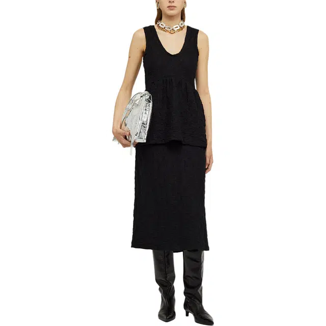 JIL SANDER SS24 Sleeveless Cotton Dress With Balloon Basque