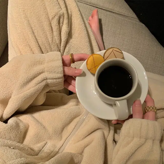周淼 纯色双面一体绒松紧腰阔腿休闲裤 女款