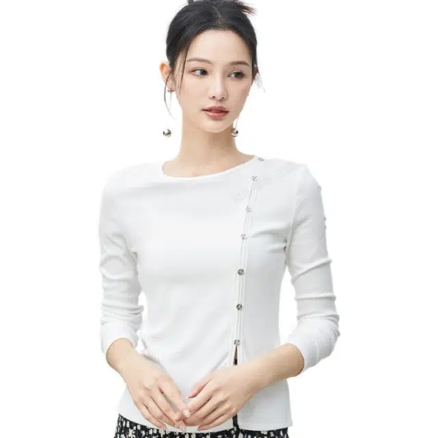 美洋 中间开叉修身圆领针织衫 女款
