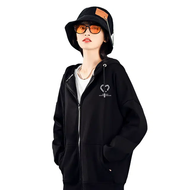 棉致 简约纯色复合抗皱无性别主义宽松落肩休闲长袖卫衣 男女同款