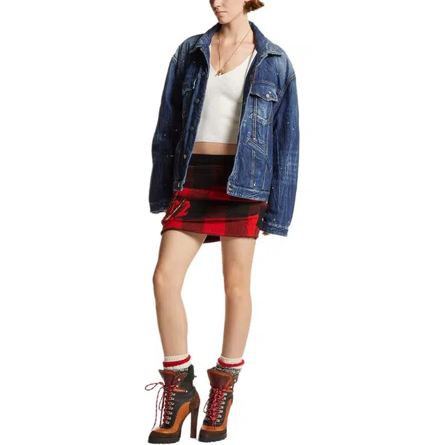 DSQUARED 2 Blue Spots Padded Maxi Jean Jacket