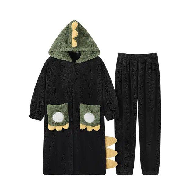 俞兆林 高级感可爱卡通舒适长袖长裤亲肤透气家居服睡衣套装 男款 黑色