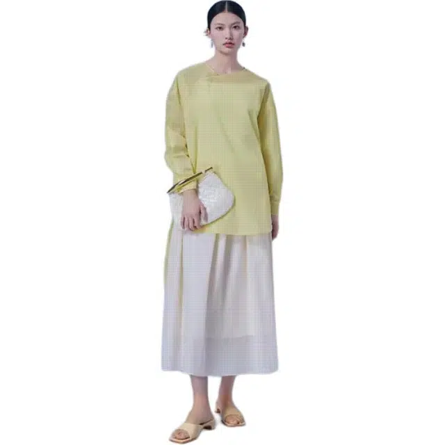 艾莱依 纯色斜领宽松中长款防晒长袖衬衫 女款