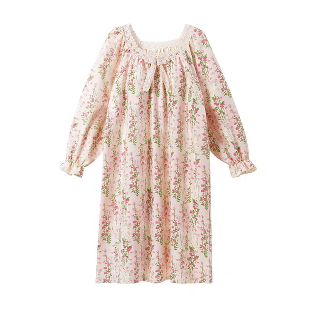 欧诗帛 细腻亲肤舒适长袖可外穿睡裙 女款 粉色