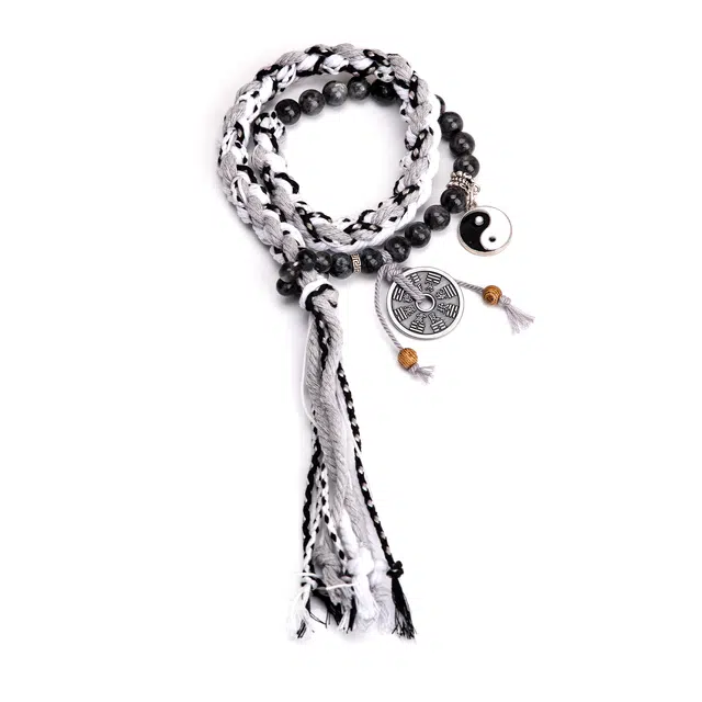 聆听花开 新中式新国风太极八卦山鬼花钱编织手绳财源滚滚 财源广进 民族风国潮小众设计高级感编绳 棉绳 手链 男女同款情侣款