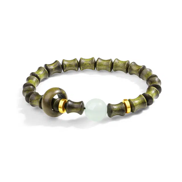 【普陀山官方已祝福】 普陀山文创 节节高升佛珠 复古盘玩上岸竹节串珠 生日送礼礼盒装 绿檀 手串 男女同款情侣款