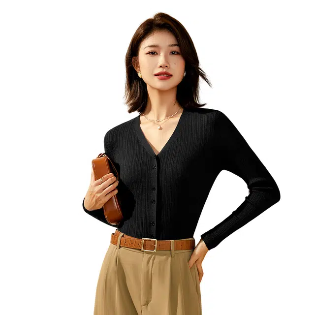 恒源祥 纯色休闲长袖针织衫 女款