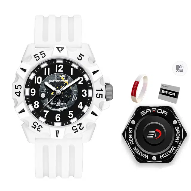 三达新款户外运动百搭石英机芯数字式防水黑色表盘男女同款学生手表国表