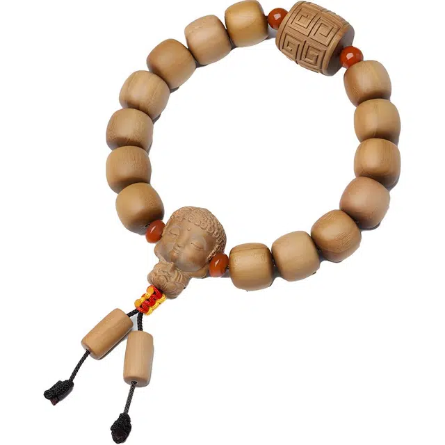 三檀小舍 国风国潮 老型珠桶珠回纹随缘老料檀香 檀木 木作手串 男女同款情侣款