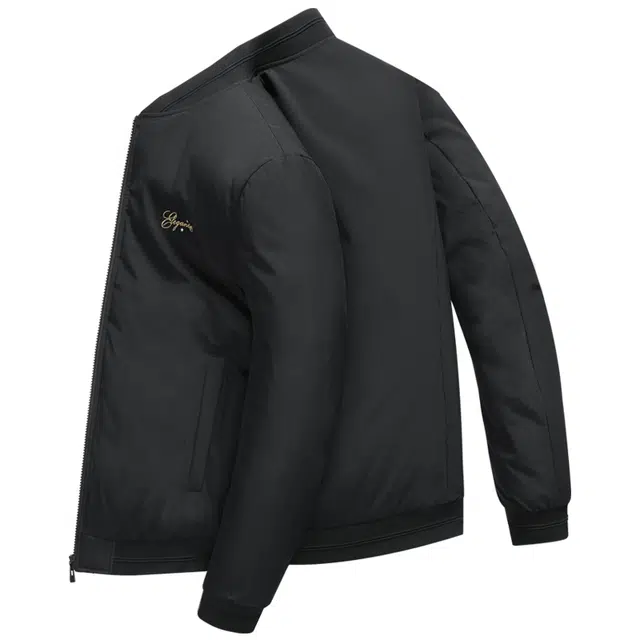 与狼共舞 金丝刺绣商务休闲防风保暖短款棒球领羽绒服 男款 黑色