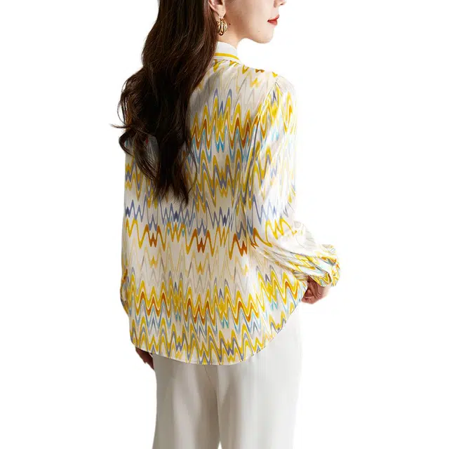 水墨佳人 薄款宽松长袖衬衫 女款 黄色