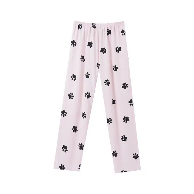 欧诗帛 满印中腰直筒睡裤 女款 浅粉色