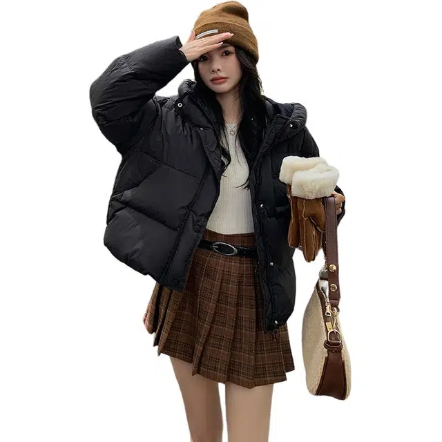 鸭鸭 短款加厚连帽羽绒服 女款