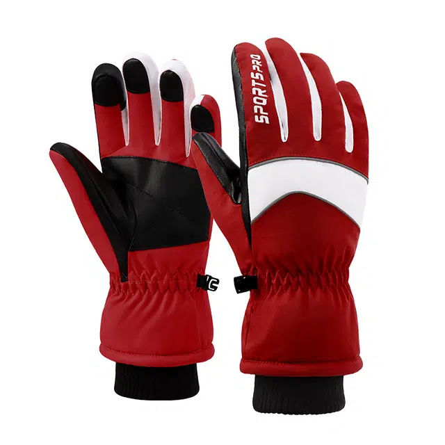 南极人 冬季防风防寒保暖加绒厚骑行户外滑雪登山防泼水可触屏 聚酯纤维 运动手套 女款