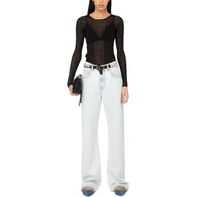 PINKO Semi-Transparent Ribbed Sweater T
